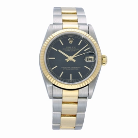 Pre-owned Rolex Oyster Perpetual Datejust 78273 31mm Black Bi-Colour Watch 2001