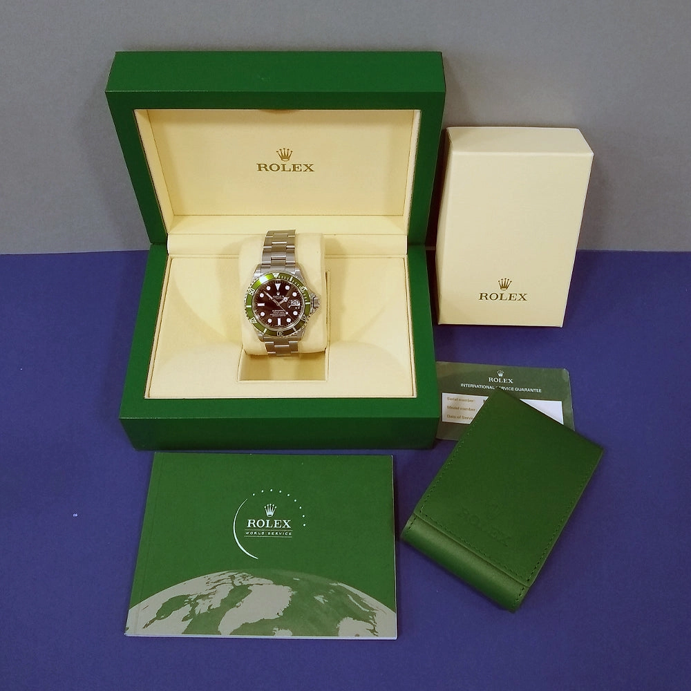 Pre-owned Rolex Submariner 'Kermit' Stainless Steel Bracelet Watch, 16610