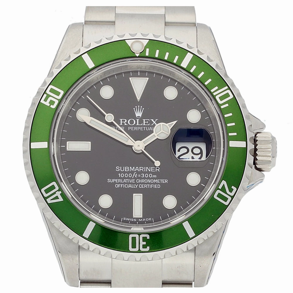 Pre-owned Rolex Submariner 'Kermit' Stainless Steel Bracelet Watch, 16610