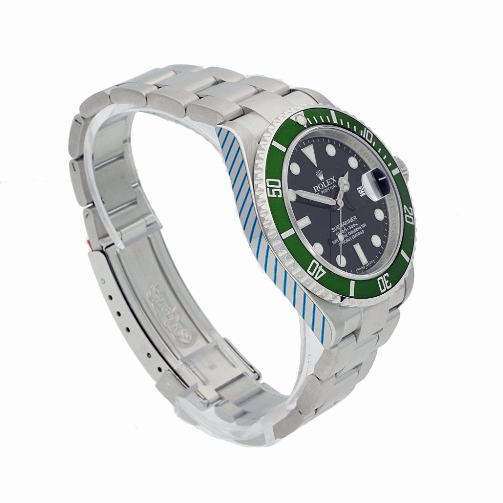 Pre-owned Rolex Submariner 'Kermit' Stainless Steel Bracelet Watch, 16610