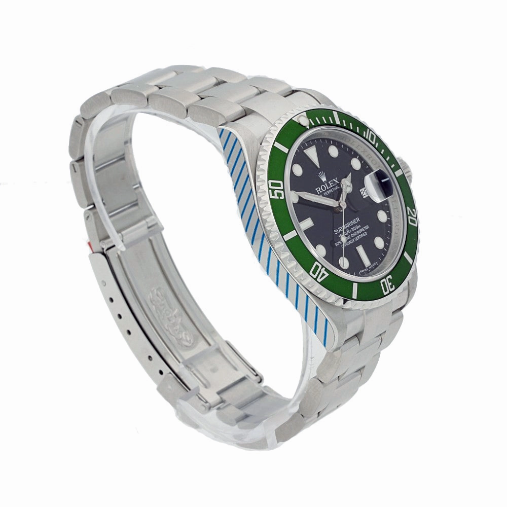 Pre-owned Rolex Submariner 'Kermit' Stainless Steel Bracelet Watch, 16610