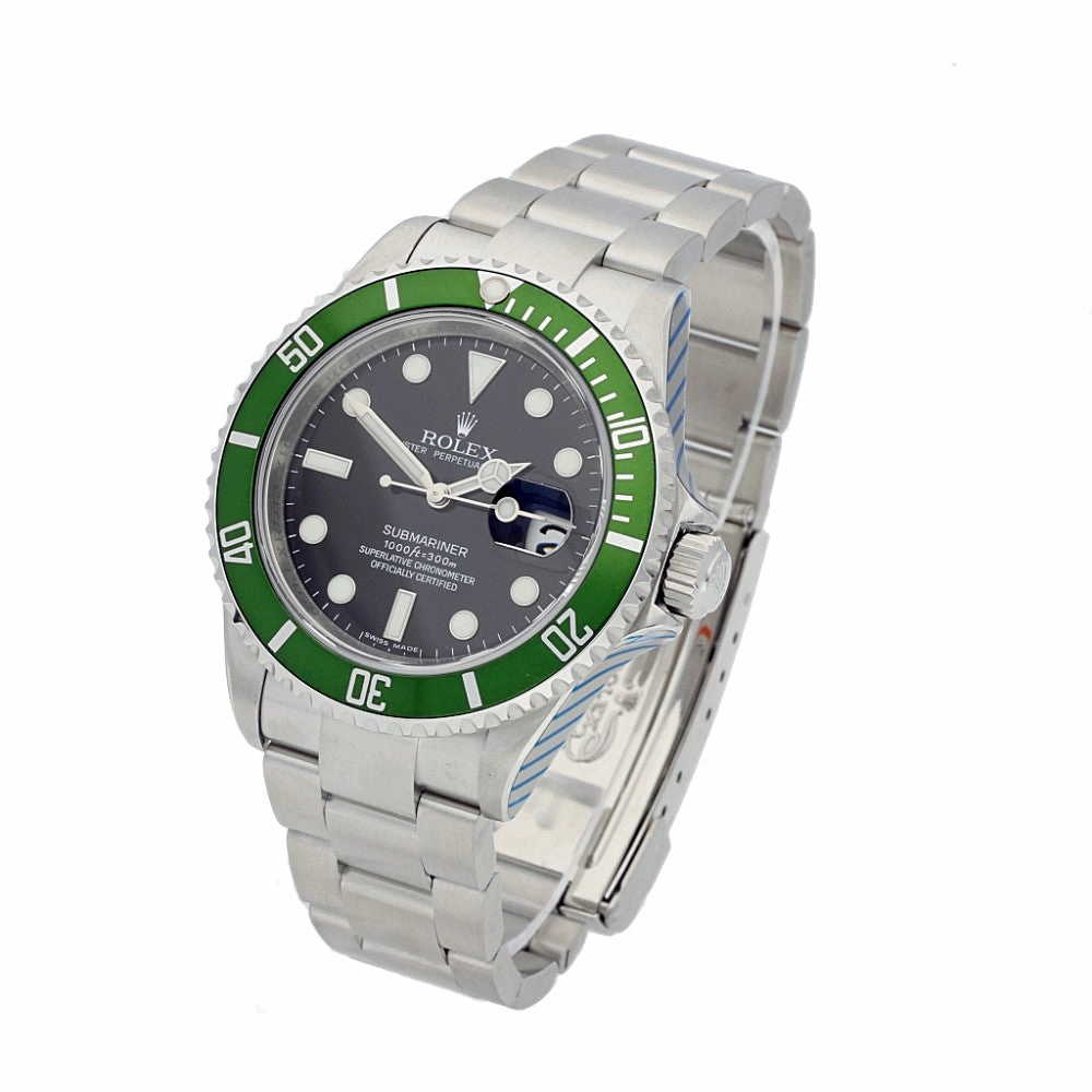Pre-owned Rolex Submariner 'Kermit' Stainless Steel Bracelet Watch, 16610