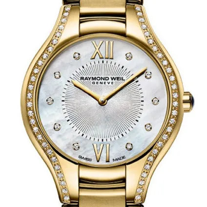 Raymond Weil Noemia Ladies Quartz 62 Diamond Mother-of-Pearl Gold PVD Watch 24mm 5124-PS-00985