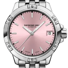 Raymond Weil Tango Classic Ladies Quartz Pink Dial Steel Date Watch, 30mm 5960-ST-80001