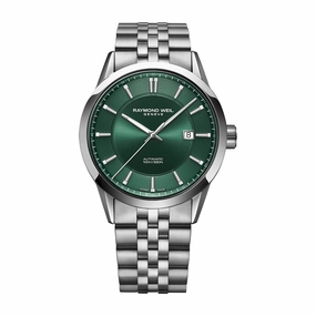 Raymond Weil Freelancer Mens Automatic Green Dial Stainless Steel Bracelet Watch, 42mm 2731-ST-52001
