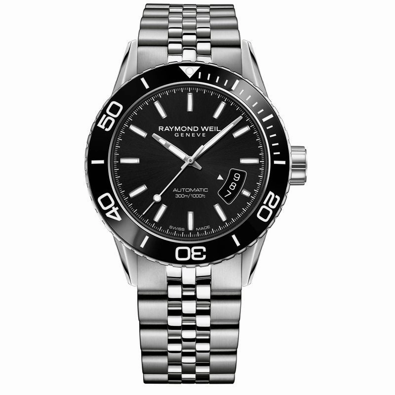 Raymond Weil Mens Freelancer Automatic Diver Bracelet Watch, 2760-ST1-20001