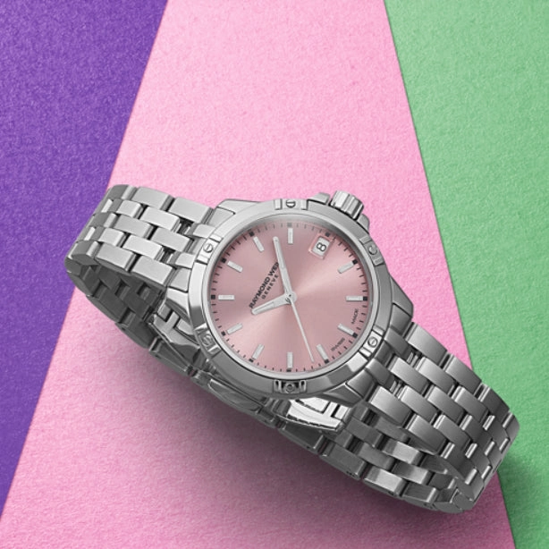Raymond Weil Tango Classic Ladies Quartz Pink Dial Steel Date Watch, 30mm 5960-ST-80001