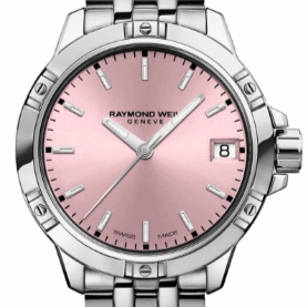 Raymond Weil Tango Classic Ladies Quartz Pink Dial Steel Date Watch, 30mm 5960-ST-80001