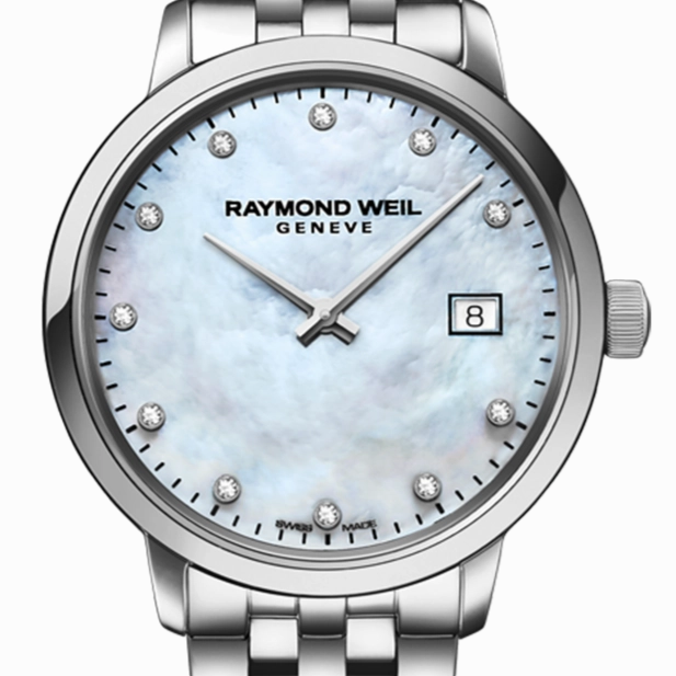 Raymond Weil Toccata Ladies White Mother-of-Pearl Diamond Quartz Watch, 29mm 5985-ST-97081