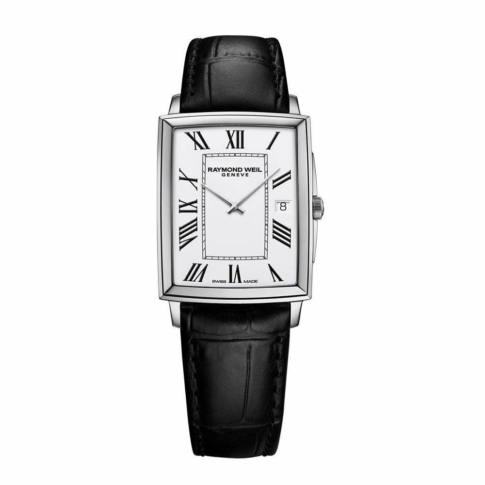 Raymond Weil Toccata Mens Classic Rectangular Stainless Steel Leather Watch, 37 x 29 mm 5425-STC-00300
