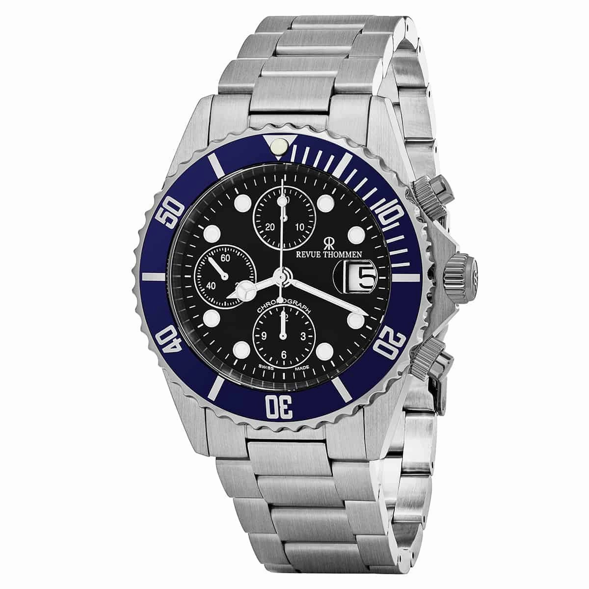 Revue Thommen 17571.6135 'Diver' Black Dial Stainless Steel Chronograph Swiss Automatic Watch