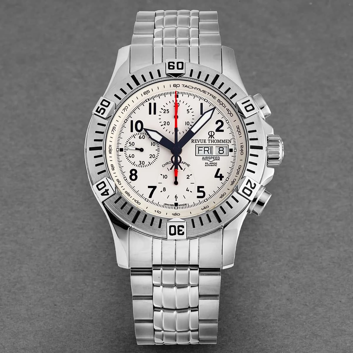 Revue Thommen Men's 16071.6122 'Air speed' White Dial Chronograph Day-Date Watch