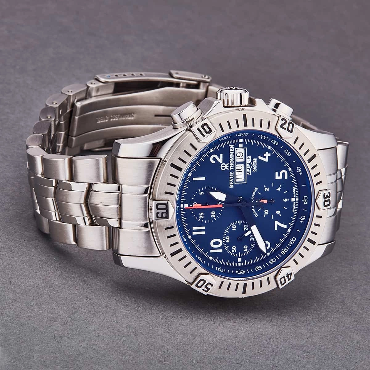 Revue Thommen Men's 16071.6125 'Airspeed' Blue Dial Day-Date Chronograph Automatic Watch