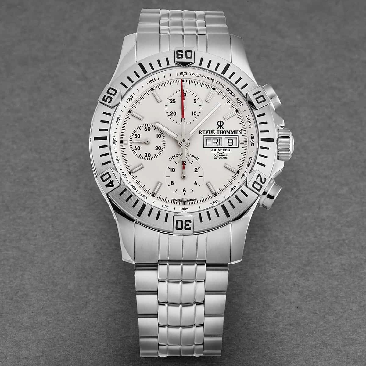 Revue Thommen Men's 16071.6128 'Air speed' Silver Dial Chronograph Day-Date Swiss Automatic Watch