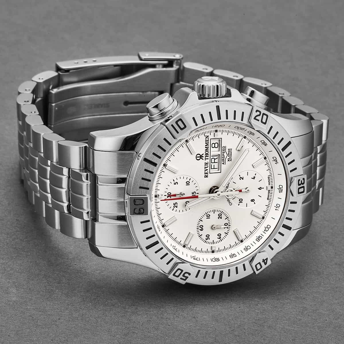 Revue Thommen Men's 16071.6128 'Air speed' Silver Dial Chronograph Day-Date Swiss Automatic Watch