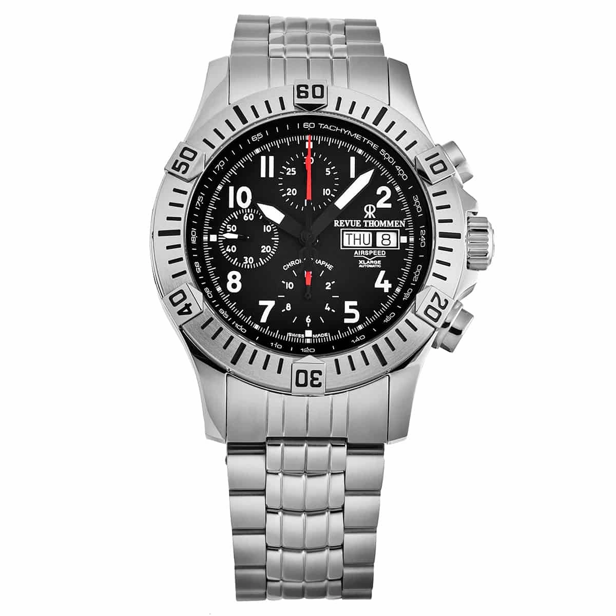 Revue Thommen Men's 16071.6134 'Air speed' Black Dial Chronograph Day-Date Swiss Automatic Watch