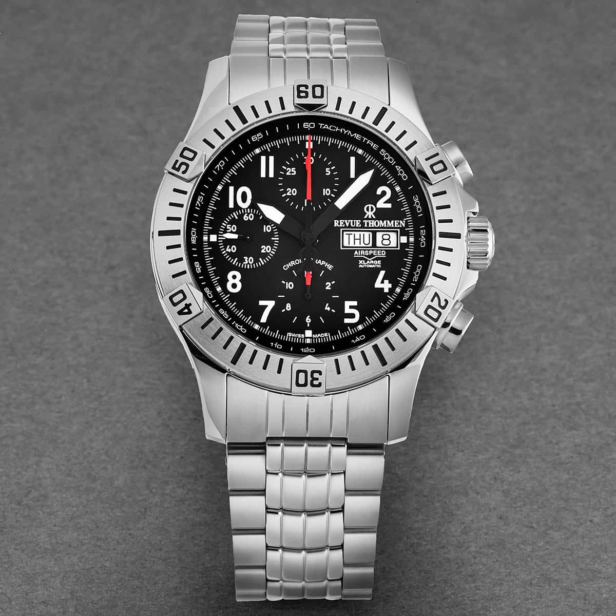 Revue Thommen Men's 16071.6134 'Air speed' Black Dial Chronograph Day-Date Swiss Automatic Watch