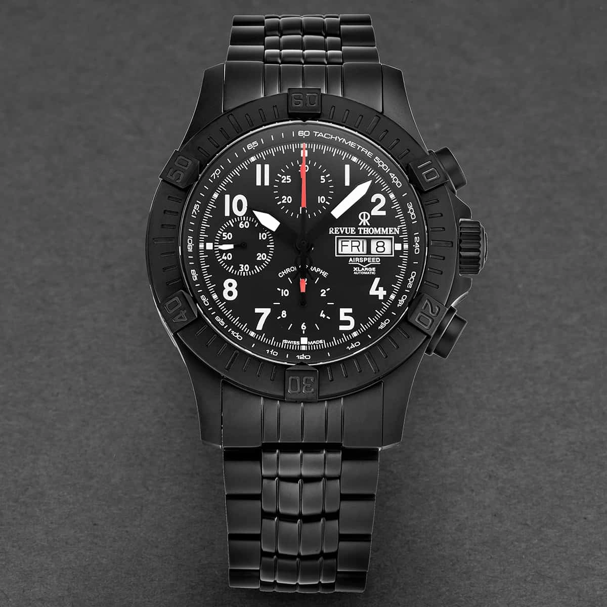 Revue Thommen Men's 16071.6174 'Air Speed' Black Dial Chronograph Day-Date Swiss Automatic Watch