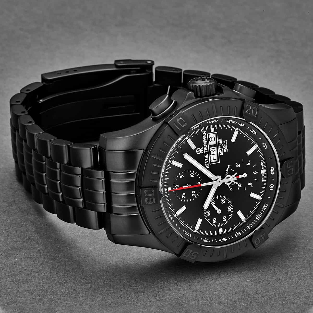 Revue Thommen Men's 16071.6177 'Air Speed' Black Dial Chronograph Day-Date Swiss Automatic Watch