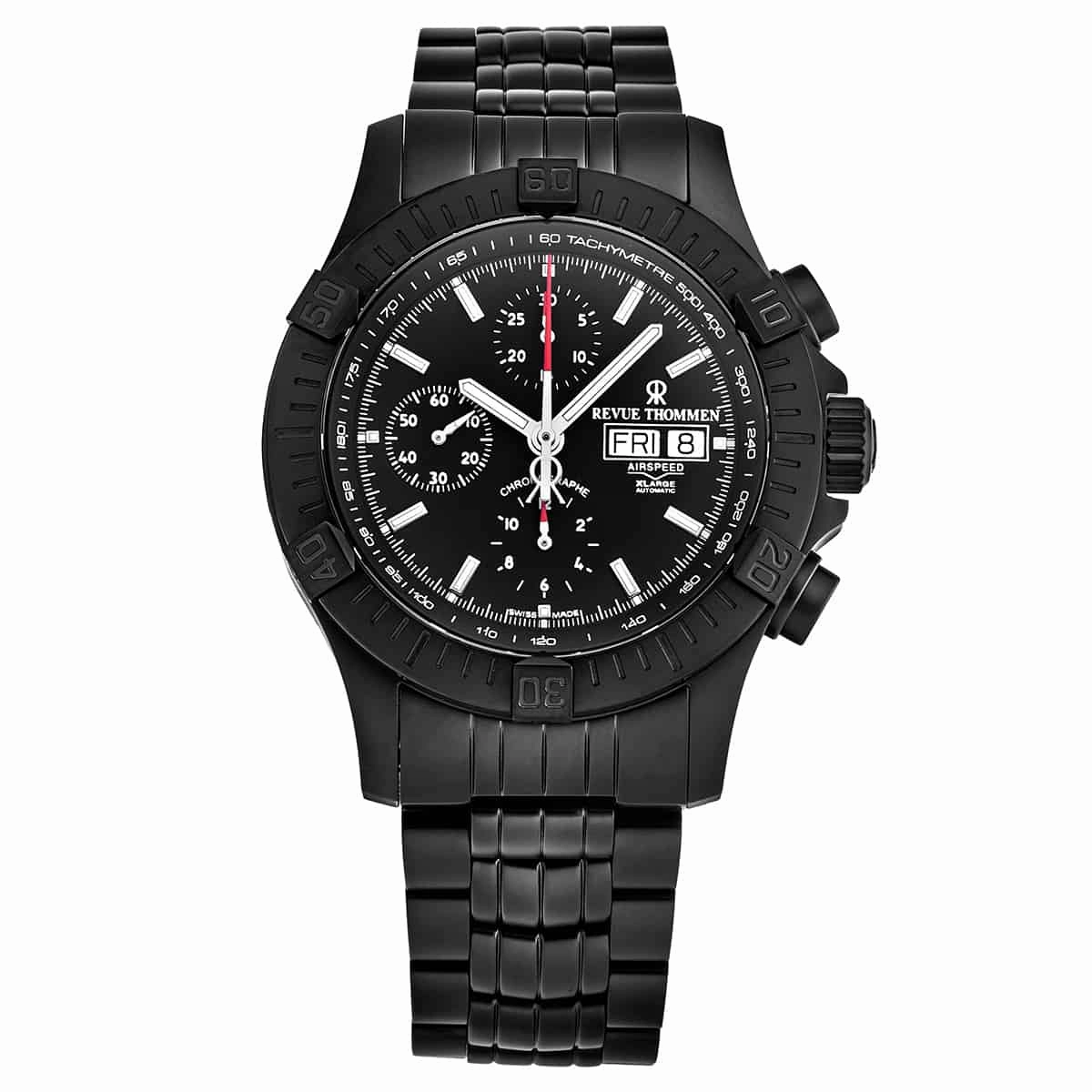 Revue Thommen Men's 16071.6177 'Air Speed' Black Dial Chronograph Day-Date Swiss Automatic Watch