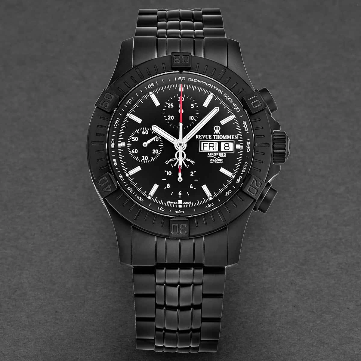 Revue Thommen Men's 16071.6177 'Air Speed' Black Dial Chronograph Day-Date Swiss Automatic Watch