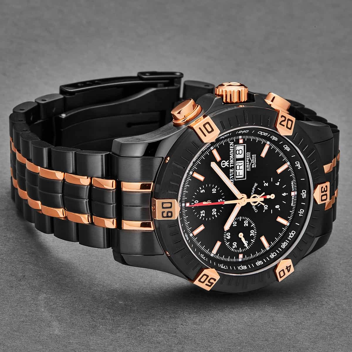 Revue Thommen Men's 16071.6187 'Air Speed' Black Dial Chronograph Day-Date Swiss Automatic Watch