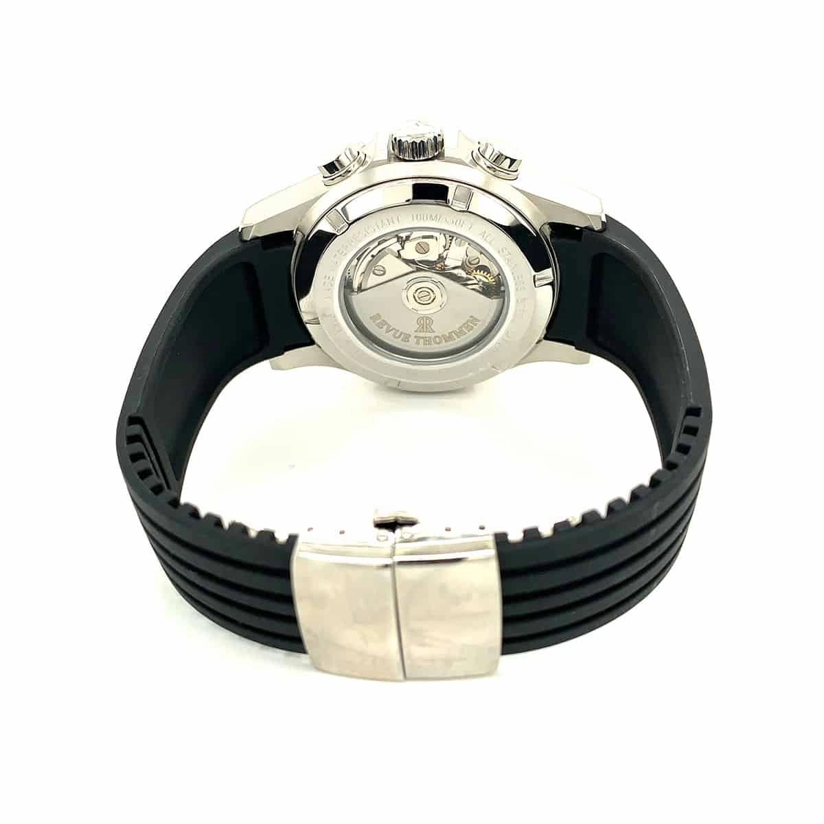 Revue Thommen Men's 16071.6834 'Air Speed' Black Dial Black Rubber Strap Chronograph Swiss Automatic Watch