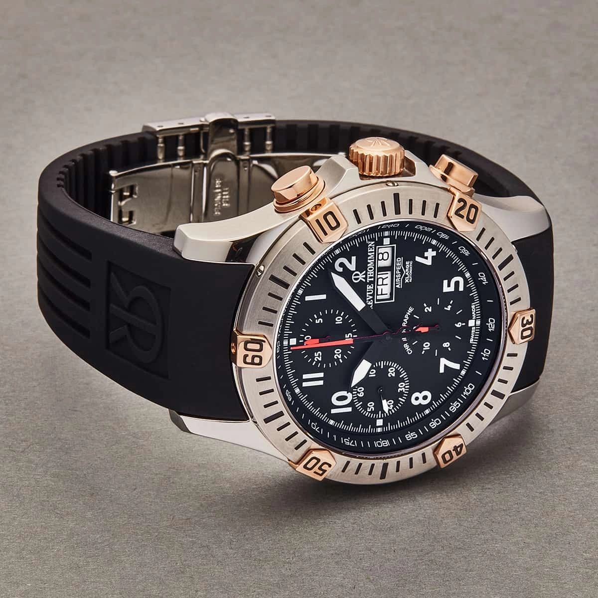 Revue Thommen Men's 16071.6854 'Airspeed' Black Dial Day-Date Chronograph Automatic Watch