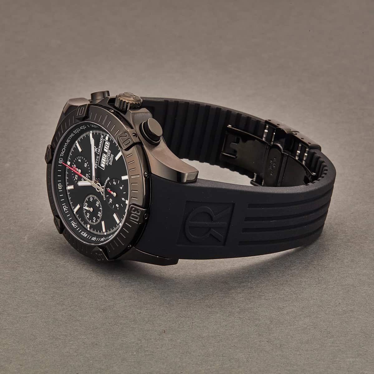 Revue Thommen Men's 16071.6877 'Air Speed' Black Dial Black Rubber Strap Swiss Automatic Watch