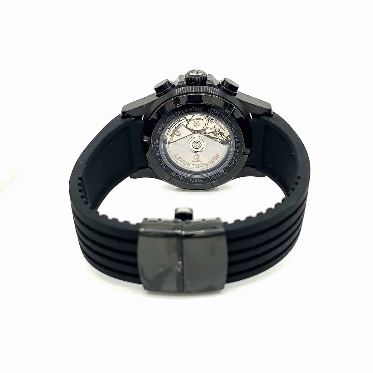 Revue Thommen Men's 16071.6877 'Air Speed' Black Dial Black Rubber Strap Swiss Automatic Watch
