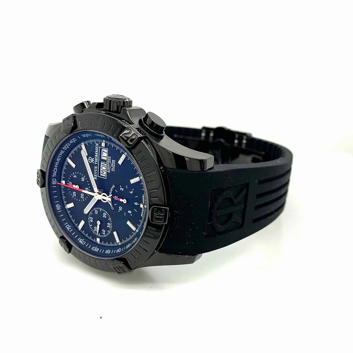 Revue Thommen Men's 16071.6877 'Air Speed' Black Dial Black Rubber Strap Swiss Automatic Watch