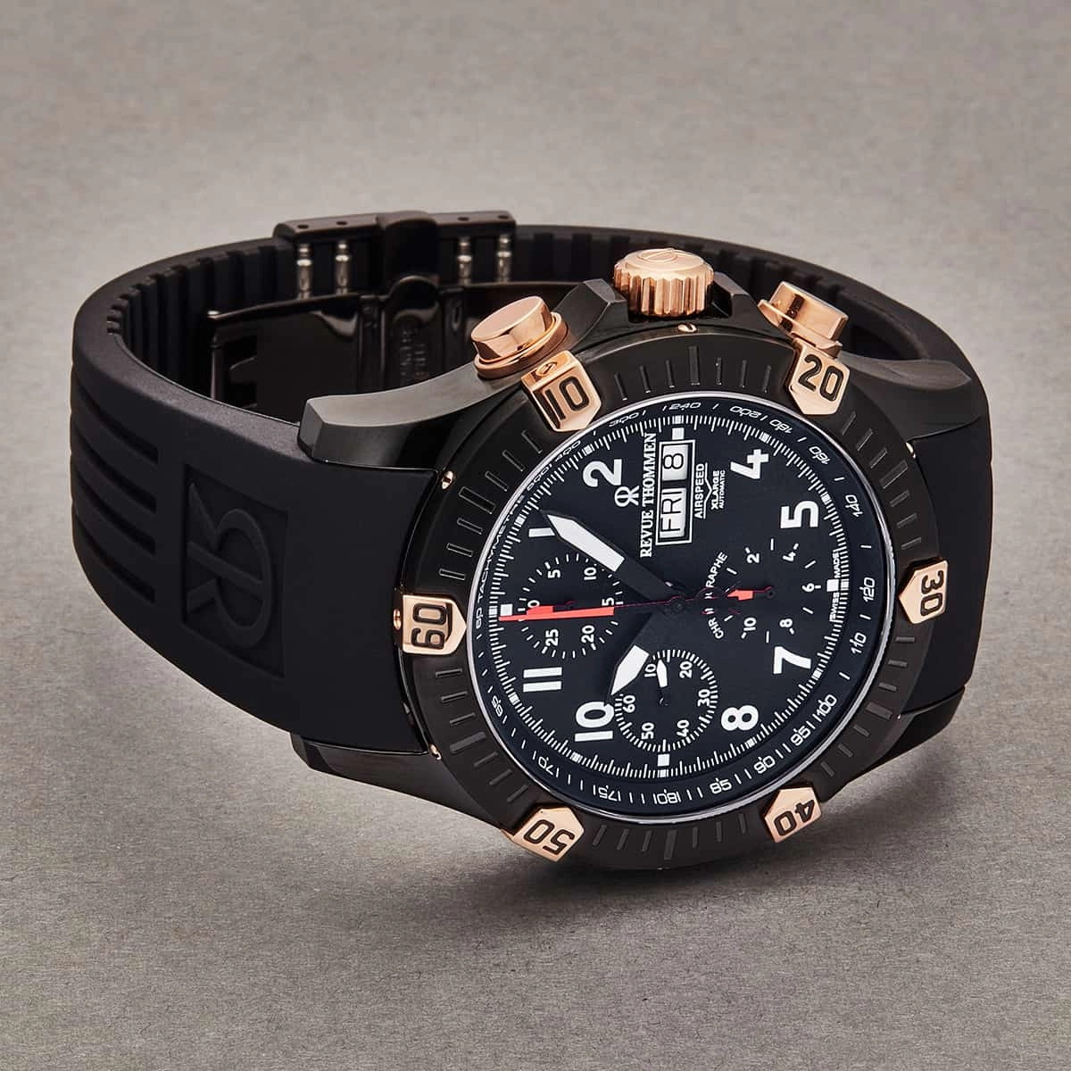 Revue Thommen Men's 16071.6884 'Airspeed' Black Dial Day-Date Chronograph Automatic Watch