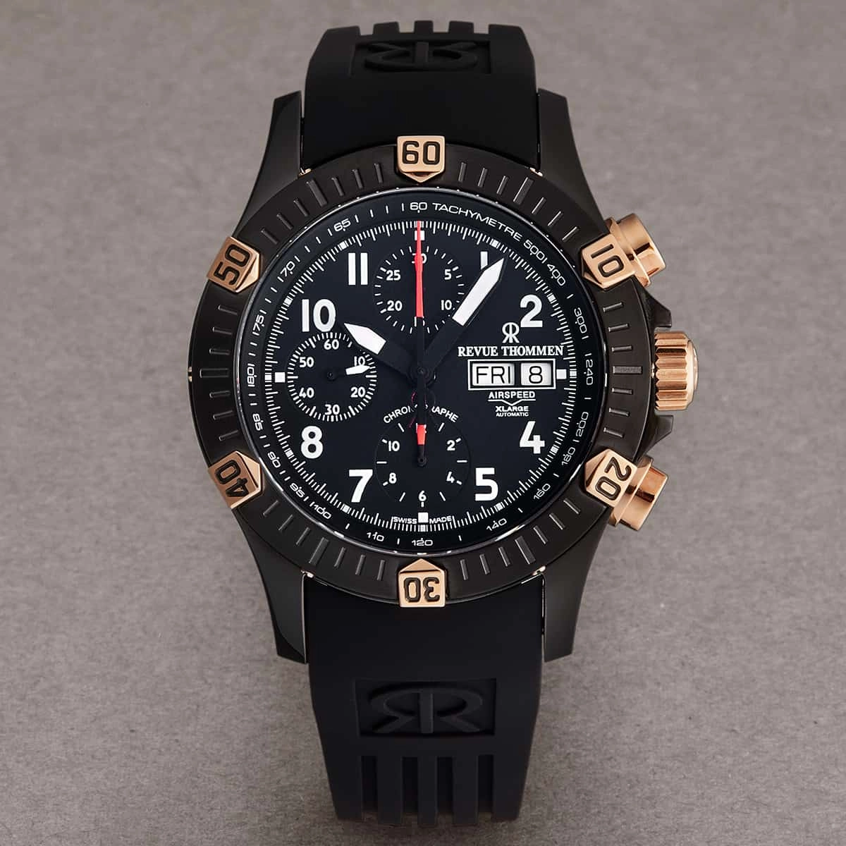 Revue Thommen Men's 16071.6884 'Airspeed' Black Dial Day-Date Chronograph Automatic Watch