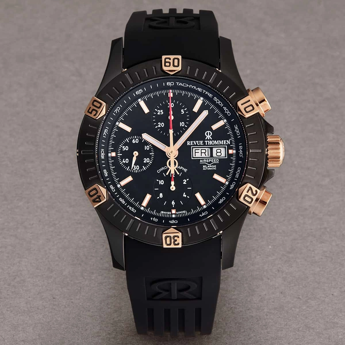 Revue Thommen Men's 16071.6887 'Airspeed' Black Dial Day-Date Chronograph Automatic Watch