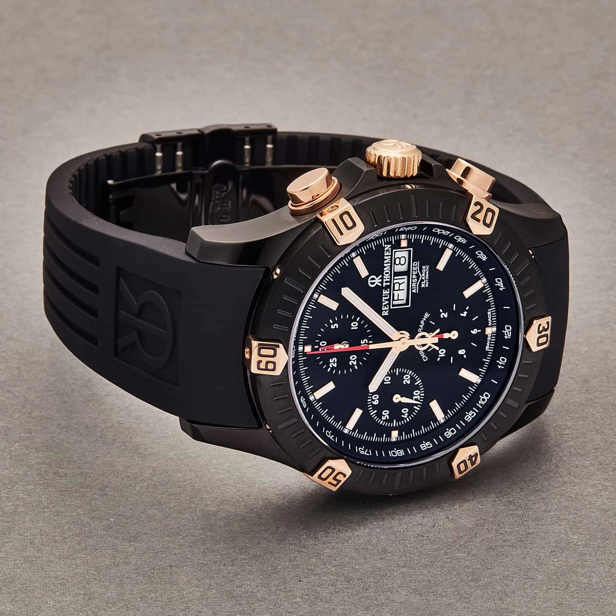 Revue Thommen Men's 16071.6887 'Airspeed' Black Dial Day-Date Chronograph Automatic Watch