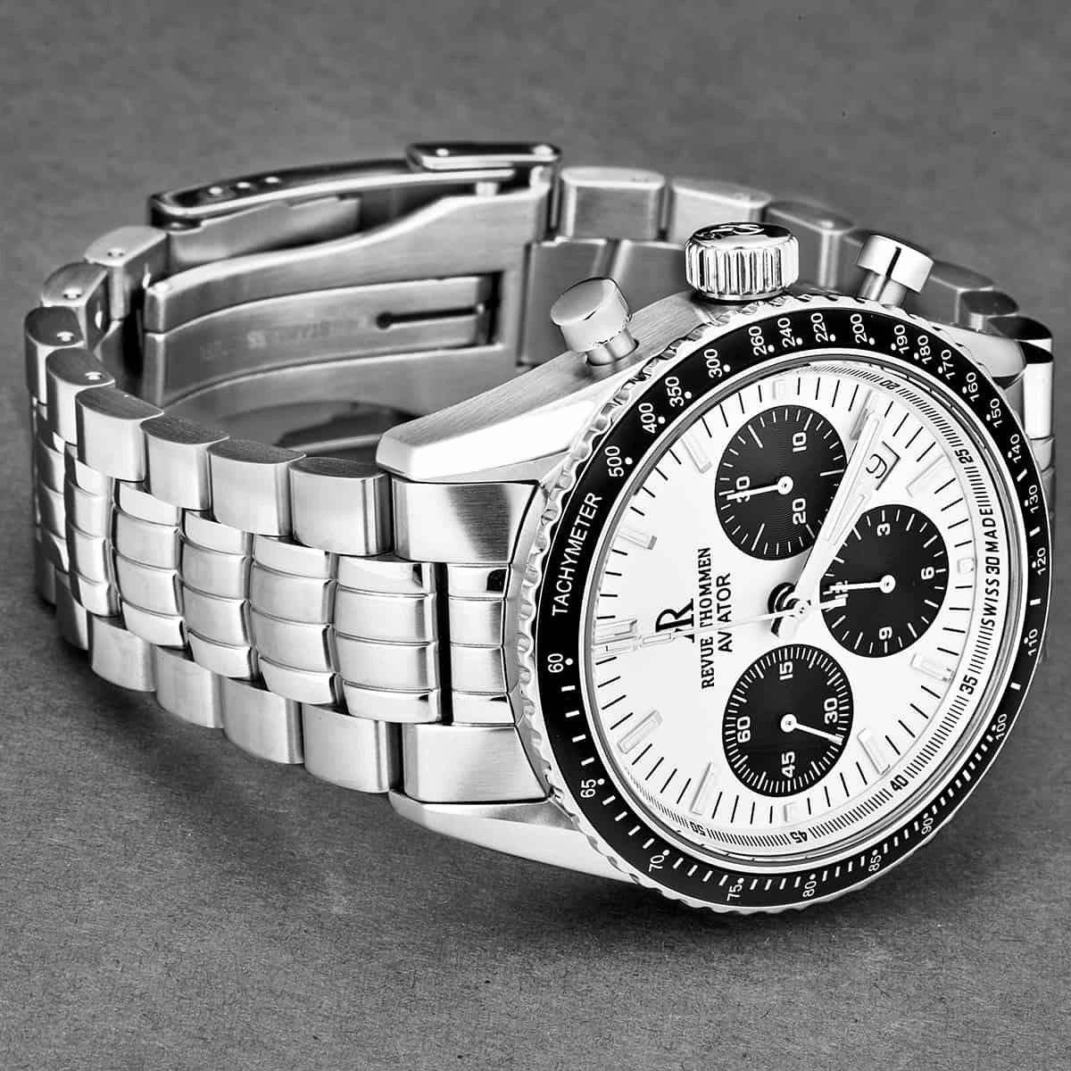 Revue Thommen Men's 17000.6132 'Aviator' Silver Dial Stainless Steel Chronograph Automatic Watch