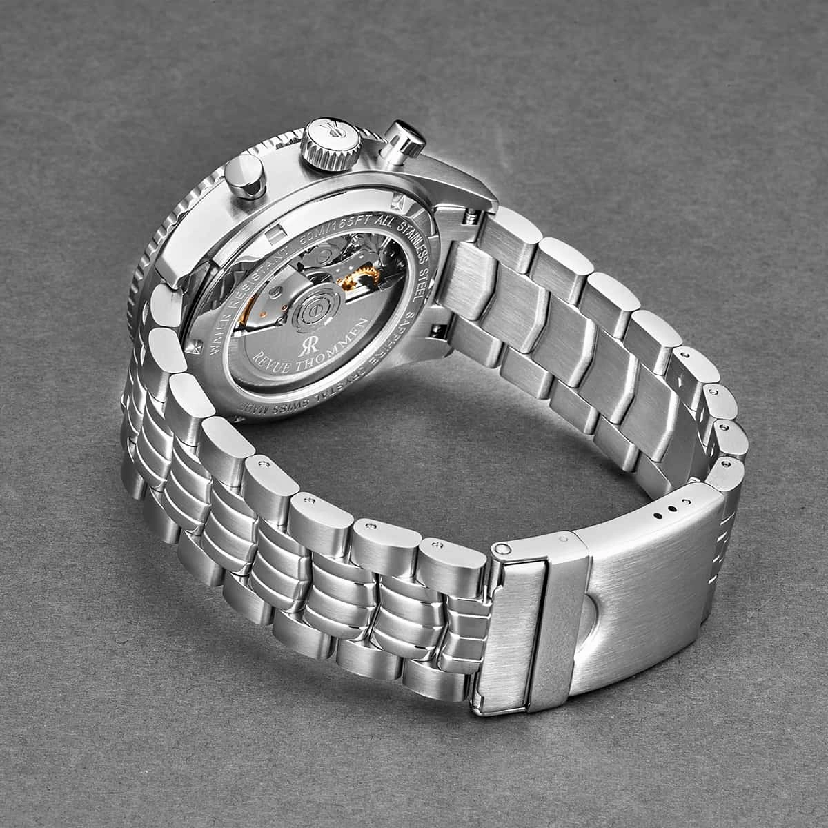 Revue Thommen Men's 17000.6134 'Aviator' Black Dial Stainless Steel Chronograph Automatic Watch