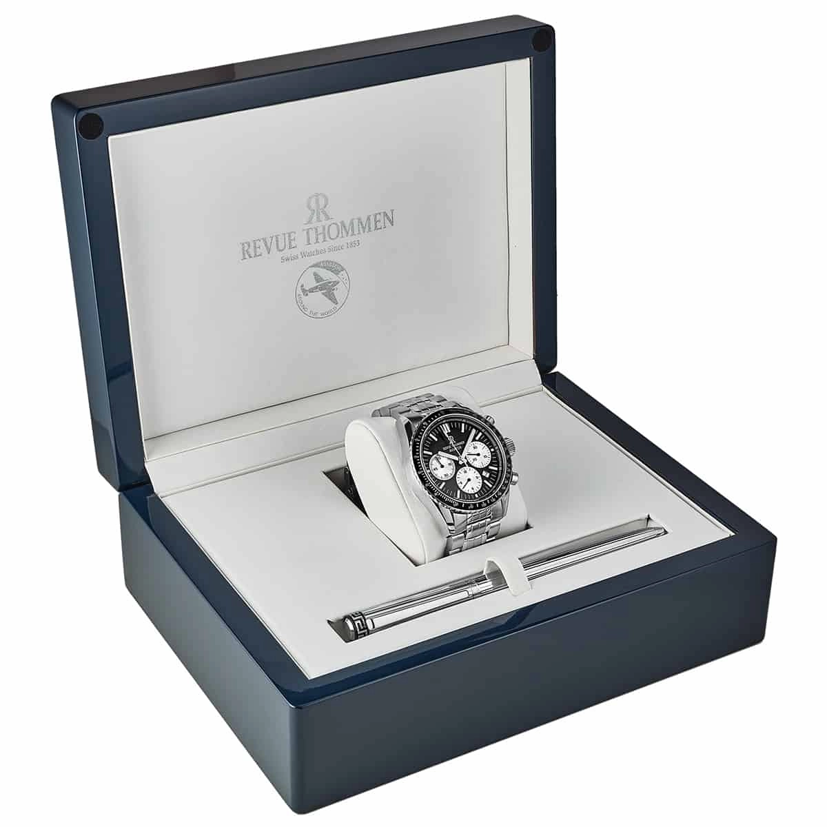 Revue Thommen Men's 17000.6134 'Aviator' Black Dial Stainless Steel Chronograph Automatic Watch