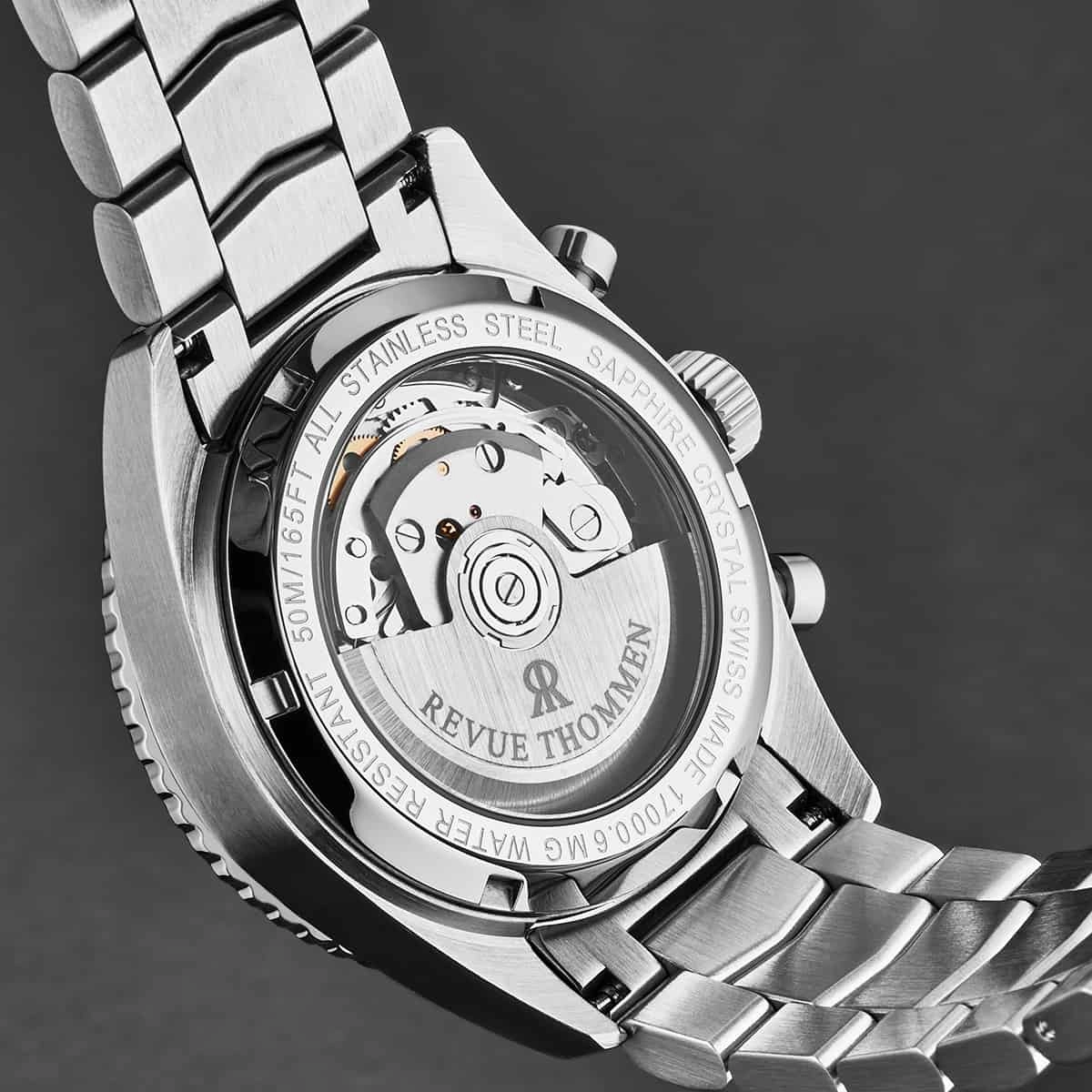 Revue Thommen Men's 17000.6134 'Aviator' Black Dial Stainless Steel Chronograph Automatic Watch