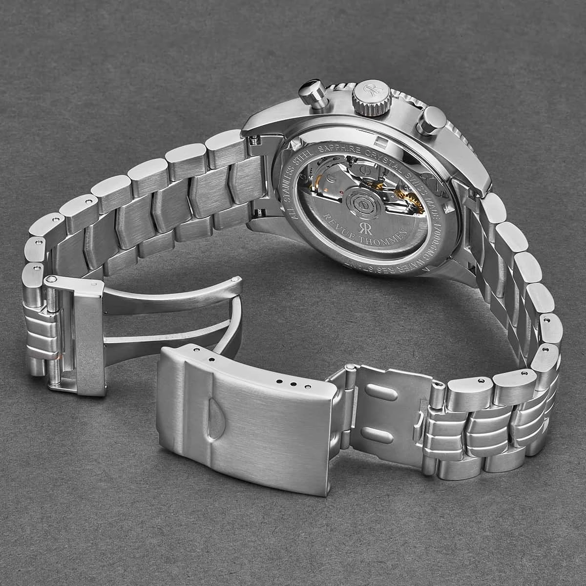 Revue Thommen Men's 17000.6137 'Aviator' Black Dial Stainless Steel Chronograph Automatic Watch