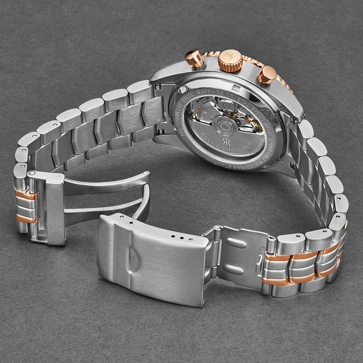 Revue Thommen Men's 17000.6157 'Aviator' Black Dial Two-Tone Chronograph Automatic Watch