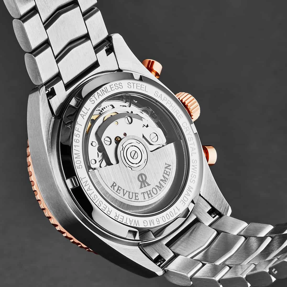 Revue Thommen Men's 17000.6157 'Aviator' Black Dial Two-Tone Chronograph Automatic Watch