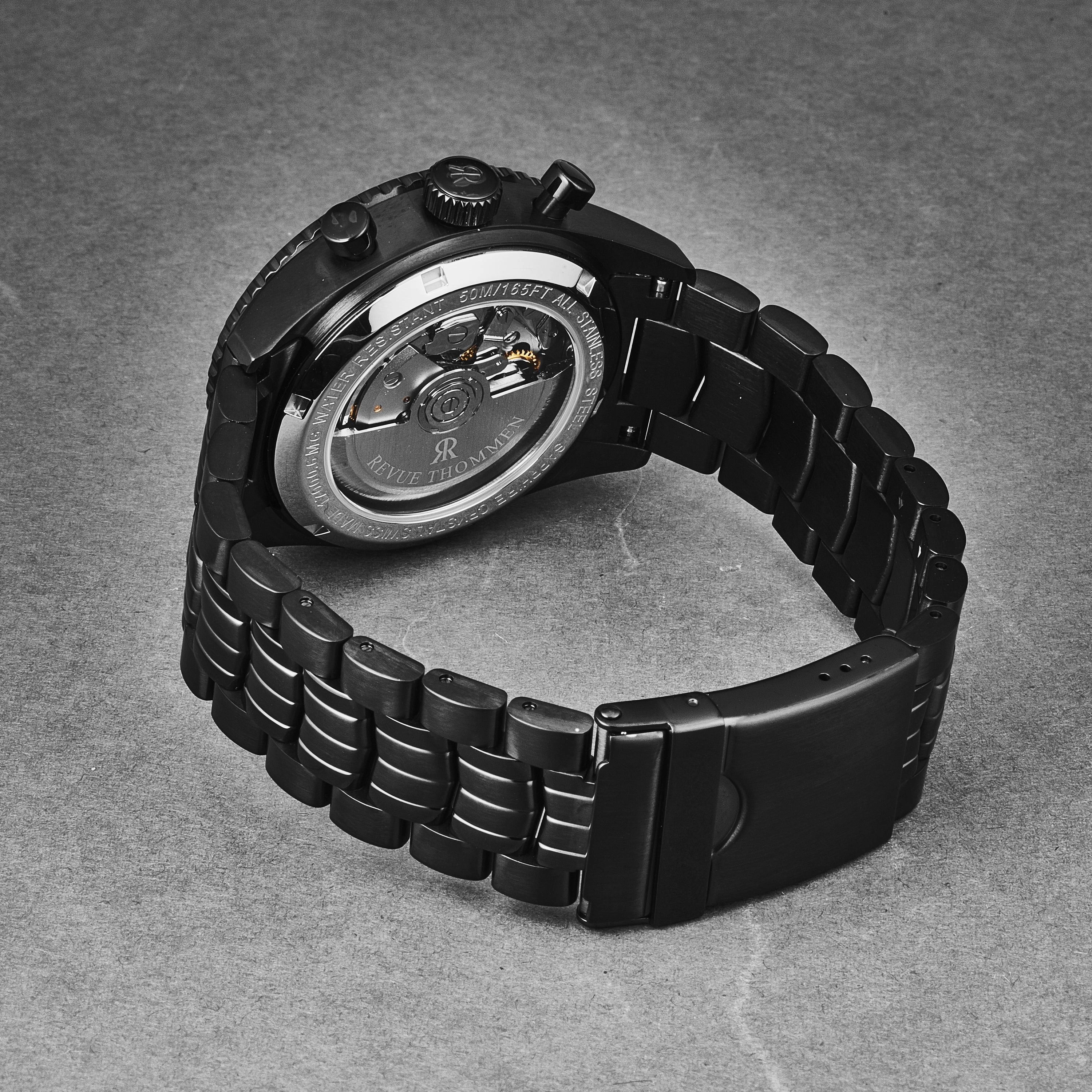 Revue Thommen Men's 17000.6177 'Aviator' Black Dial Black Stainless Steel Chronograph Automatic Watch