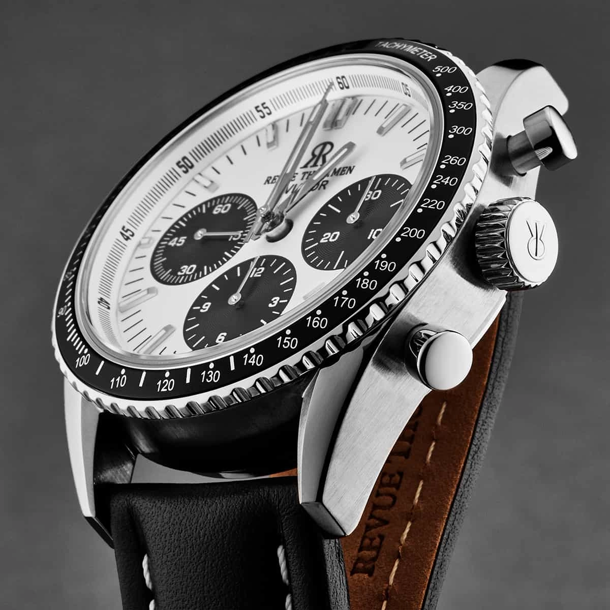 Revue Thommen Men's 17000.6532 'Aviator' Silver Dial Leather Strap Chronograph Automatic Watch