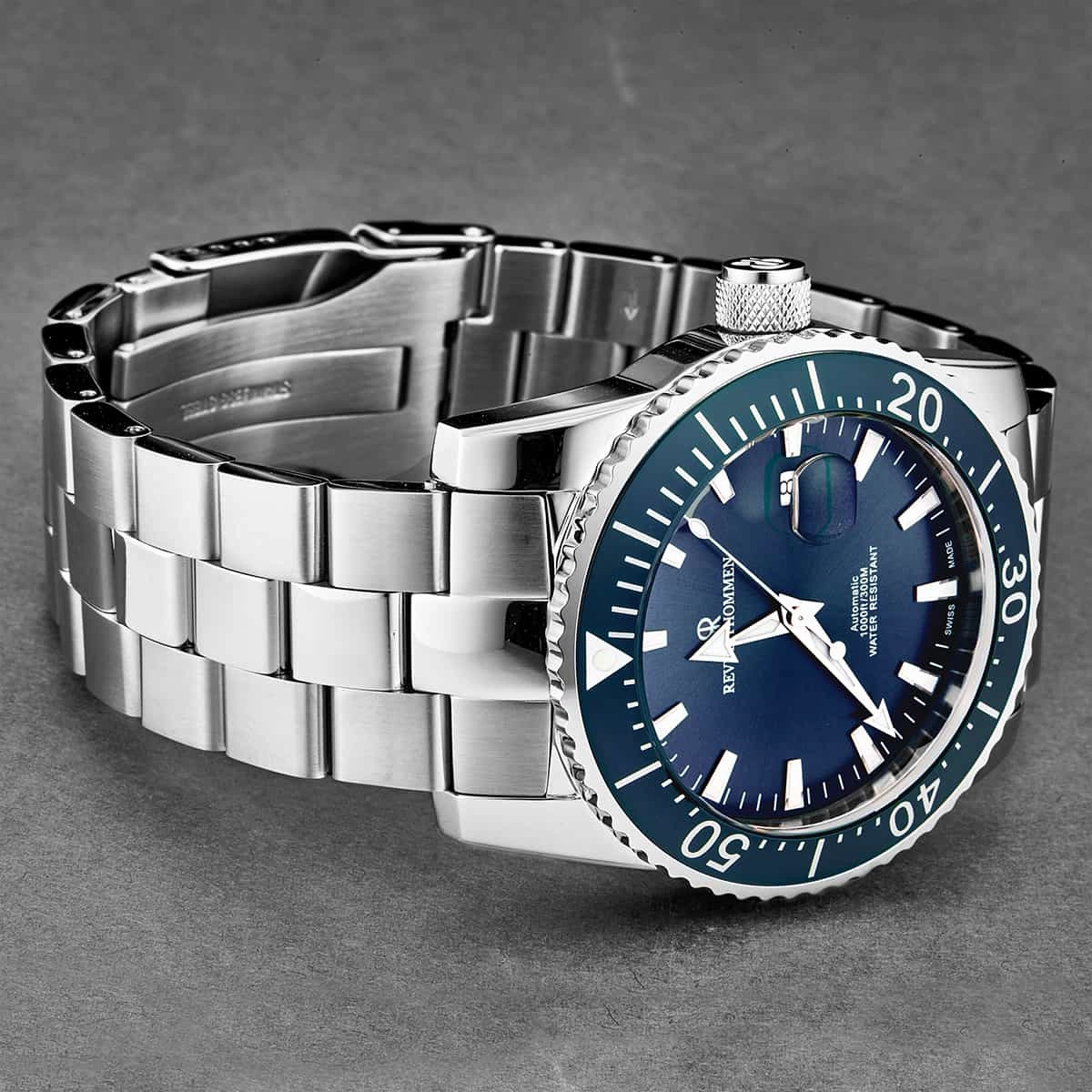 Revue Thommen Men's 17030.2135 'Diver' Blue Dial Stainless Steel Swiss Automatic Watch