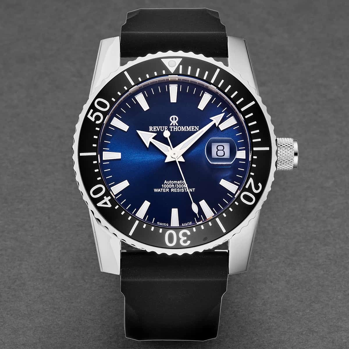 Revue Thommen Men's 17030.2525 'Diver' Blue Dial Rubber Strap Swiss Automatic Watch