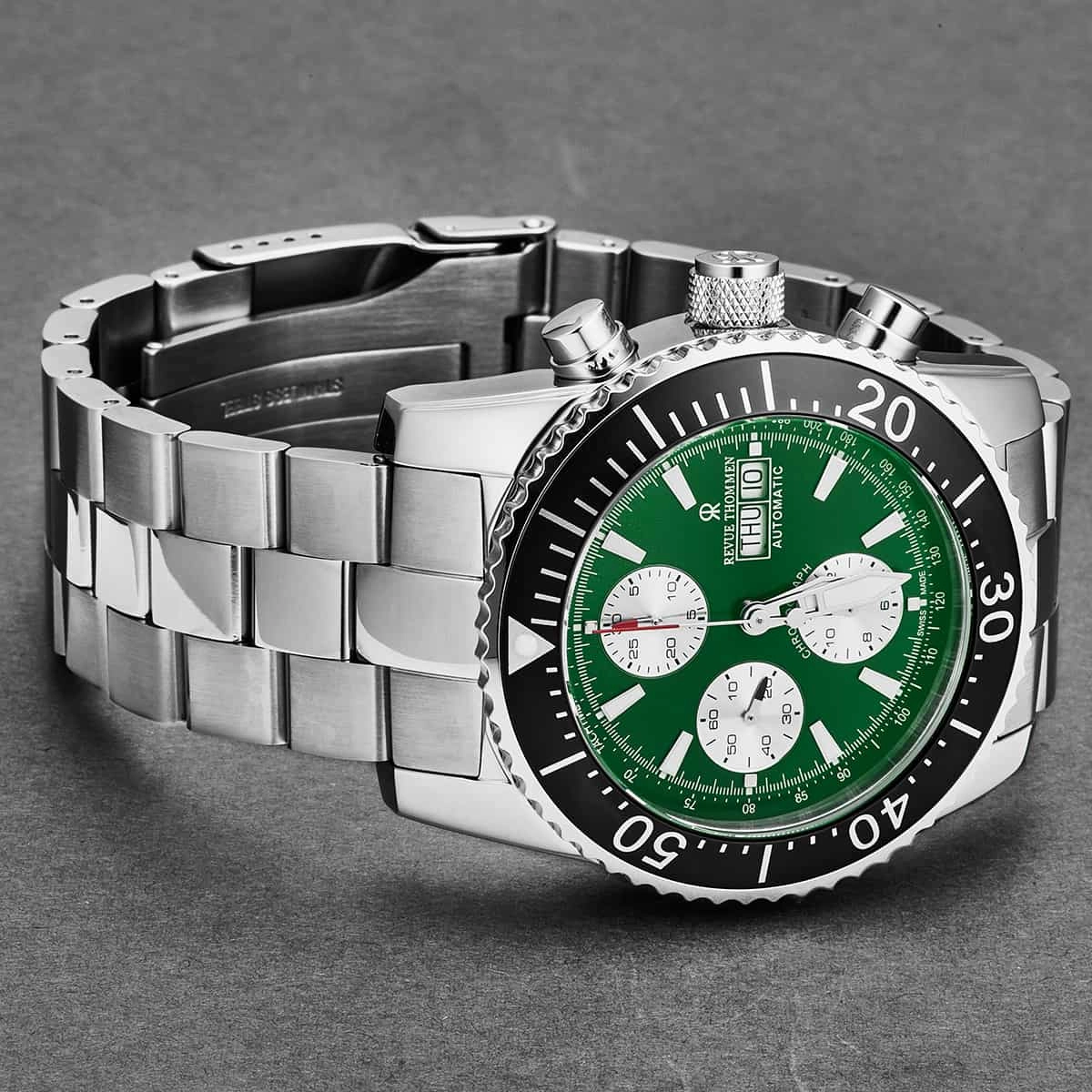 Revue Thommen Men's 17030.6121 'Divers' Green Dial Day-Date Chronograph Automatic Watch