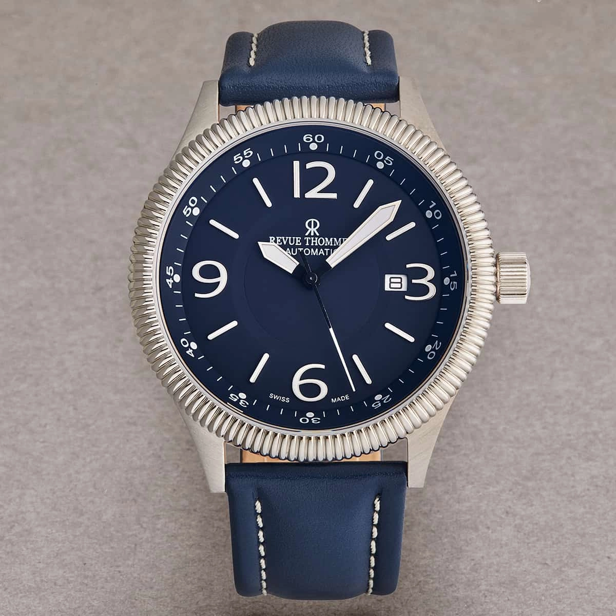 Revue Thommen Men's 17060.2525 'Pilot' Blue Dial Blue Leather Strap Automatic Watch