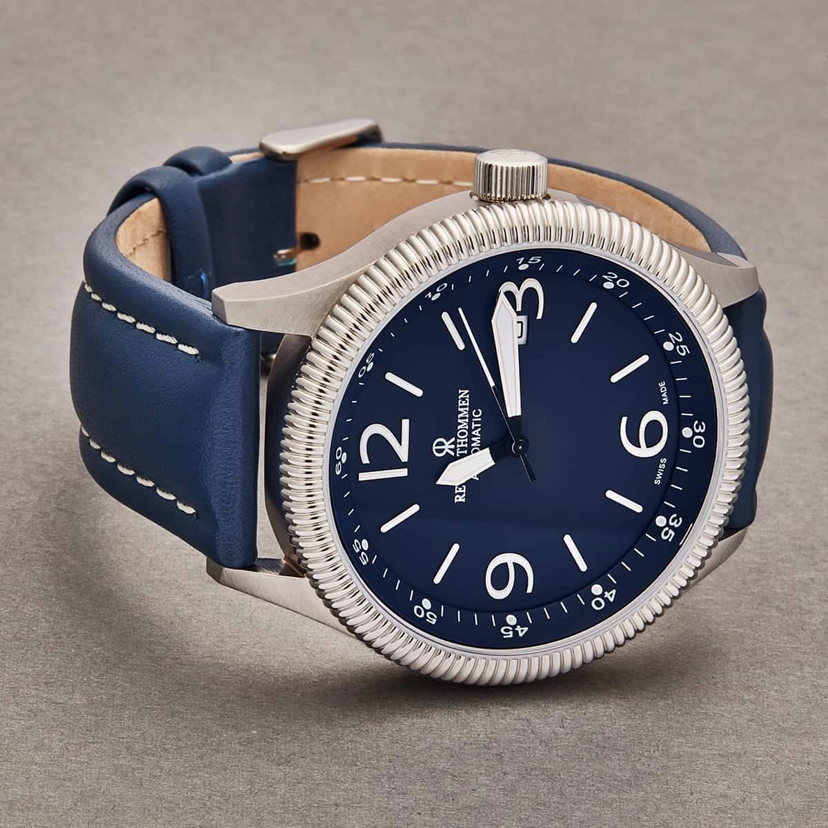 Revue Thommen Men's 17060.2525 'Pilot' Blue Dial Blue Leather Strap Automatic Watch