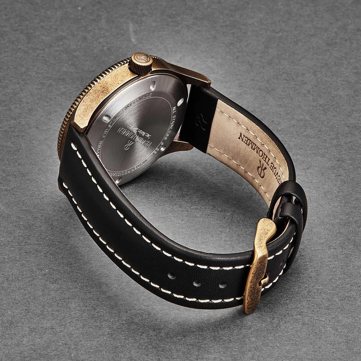 Revue Thommen Men's 17060.2587 'Airspeed Vintage' Black Dial Black Leather Strap Swiss Automatic Watch